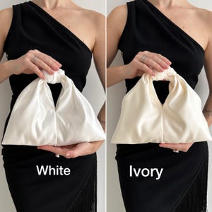 Small ivory bag with knot | Stylish satin purse | wedding cocktail bag | +35 colors | Evening clutch bag | handmade ivory woman bag image 2