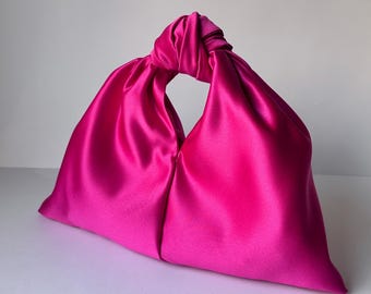 Small pink satin woman bag for event | handmade satin purse | cocktail bag | Origami bag | +35 colors | Evening clutch bag | wedding bag
