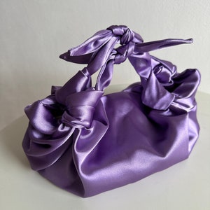 Petit sac en satin avec nœuds | Pochette de soirée | Petit sac lavande pour fête | +35 couleurs | sac de mariage, événements| sac femme de créateur