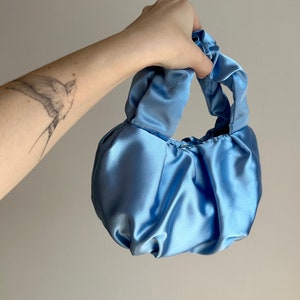 Scrunchies blue small evening bag 25 colors 3 sizes bag for wedding Small cute woman handbag stylish purse gift idea for woman image 5