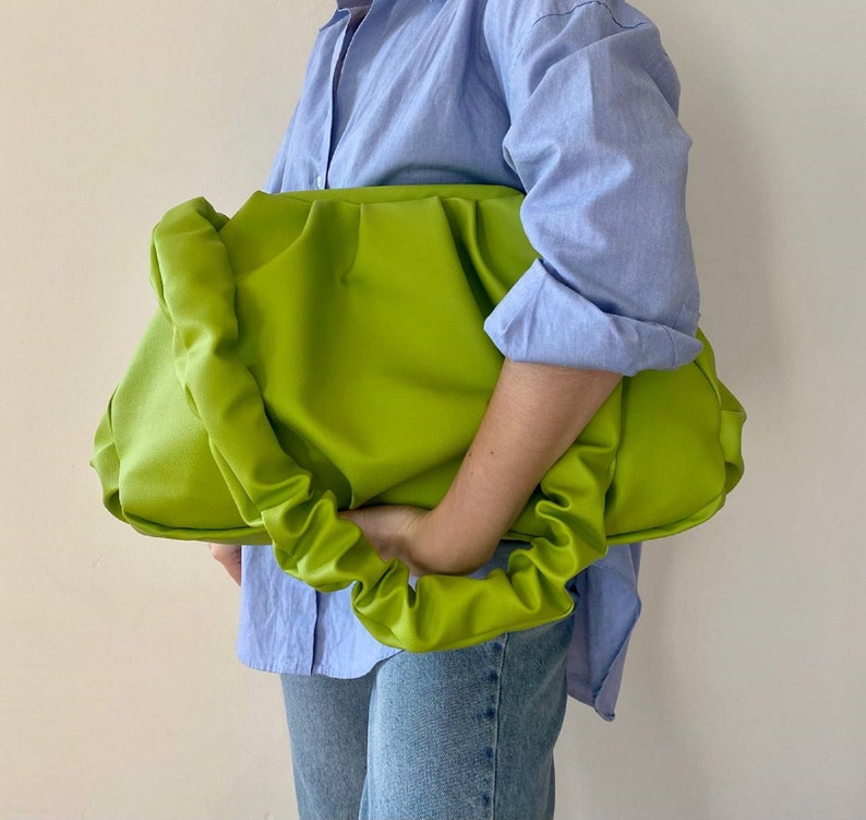 Lime cloud bag 30 colors woman handbag 3 sizes Handmade ecoleather bag Cloud bag Dumping clutch image 1