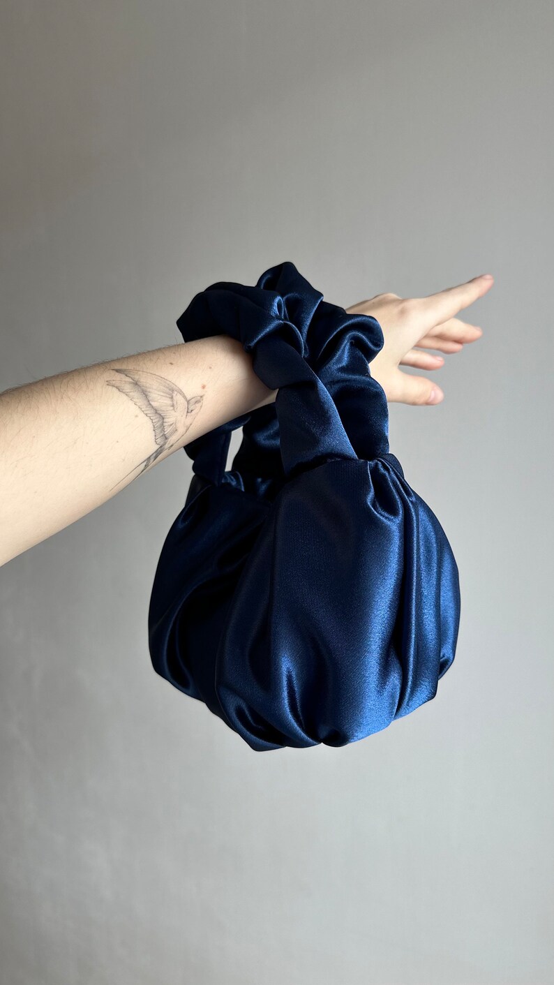 Scrunchie satin small evening bag 25 colors 3 sizes bag for wedding Small cute woman handbag stylish purse gift idea for woman image 7
