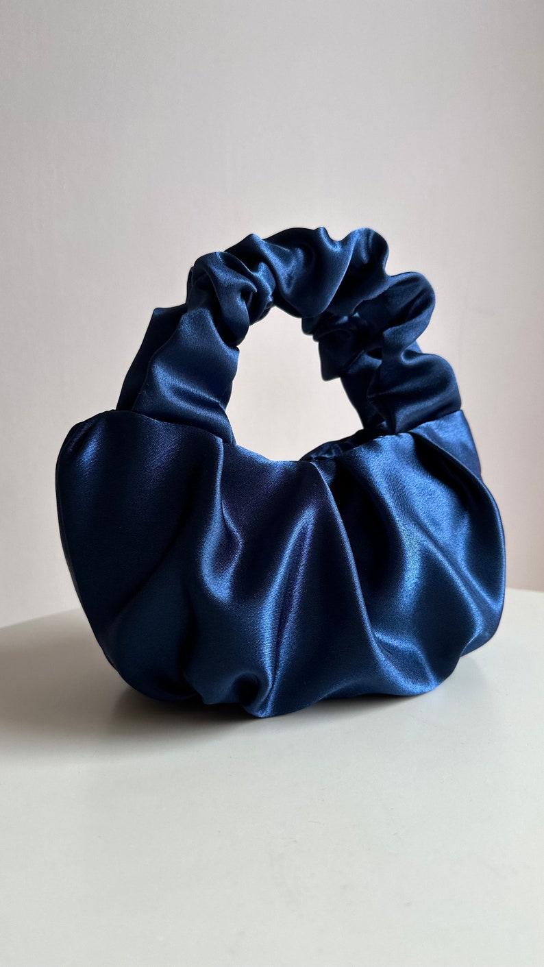 Scrunchie satin small evening bag 25 colors 3 sizes bag for wedding Small cute woman handbag stylish purse gift idea for woman image 2
