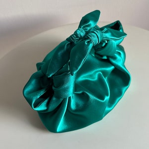 Emerald bow bag satin bag with knots perfect bag for wedding party evening bag small woman designer bag image 4