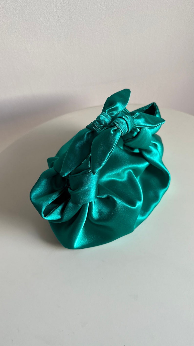 Emerald bow bag satin bag with knots perfect bag for wedding party evening bag small woman designer bag image 4