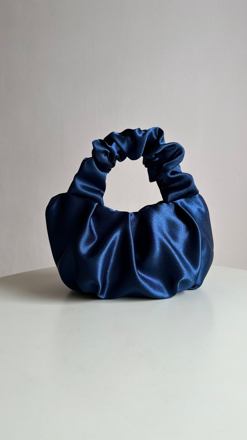 Scrunchie satin small evening bag 25 colors 3 sizes bag for wedding Small cute woman handbag stylish purse gift idea for woman image 8
