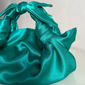 Emerald bow bag satin bag with knots perfect bag for wedding party evening bag small woman designer bag image 5