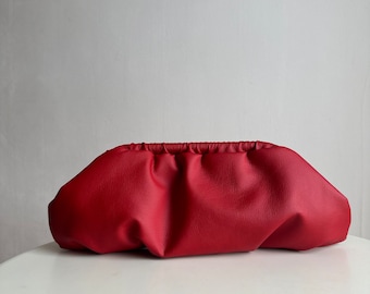 Red cloud clutch bag | +25 colors | evening designer woman clutch | Handmade clutch for event | Detachable Strap for Clutch Bag Use