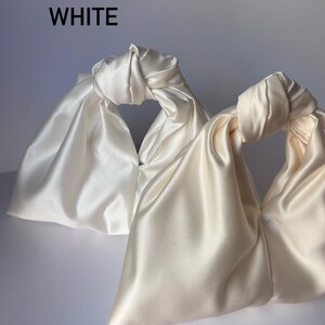 Small ivory bag with knot | Stylish satin purse | wedding cocktail bag | +35 colors | Evening clutch bag | handmade ivory woman bag image 15