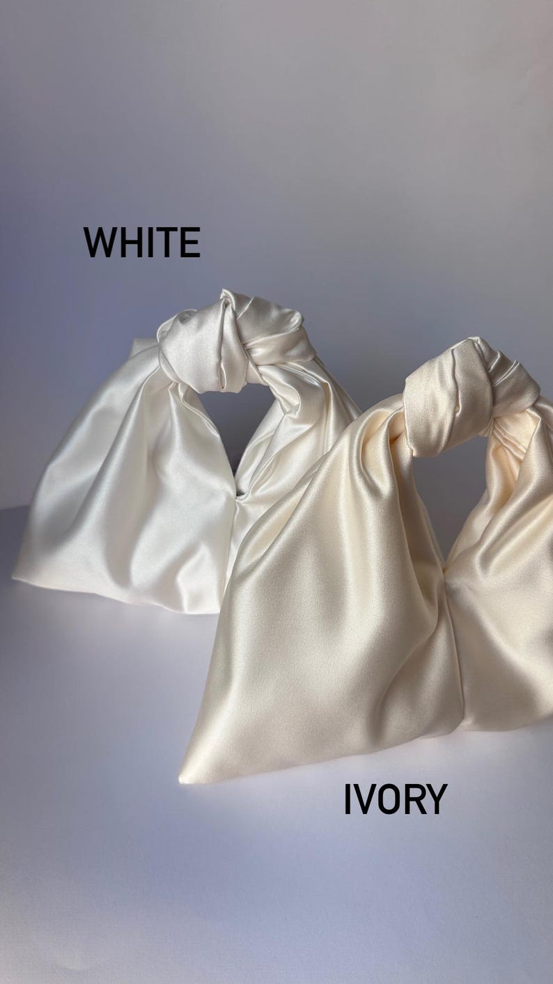 Small ivory bag with knot | Stylish satin purse | wedding cocktail bag | +35 colors | Evening clutch bag | handmade ivory woman bag image 15