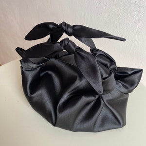 Small satin bag with knots Stylish satin purse Furoshiki knot bag Origami bag 33 colors Wedding Purse black handbag for event image 7