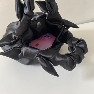 Black satin small evening bag Furoshiki knot style bag 25 colors 3 sizes bag for any occasion valentines day gifts for wife image 6