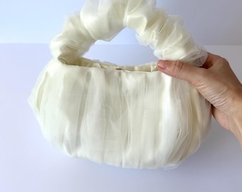 Scrunchie satin small evening bag |+25 colors |wedding purse | bridesmaid bag| handmade bag for event| satin tulle bridal bag| statement bag