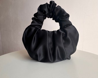 Scrunchie satin small evening bag | +25 colors | 3 sizes | bag for wedding | Small cute woman handbag | stylish purse | small black handbag
