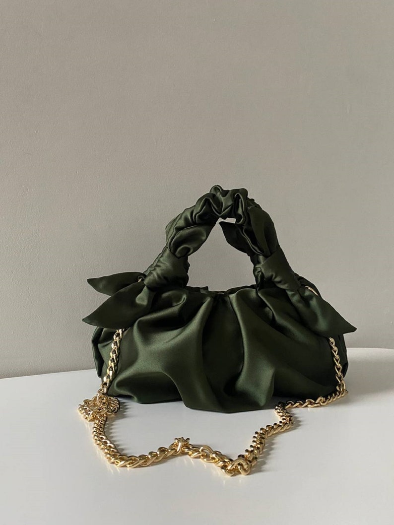 Satin Knot Bag Small Khaki Bag 25 Colors Gift for Her Etsy