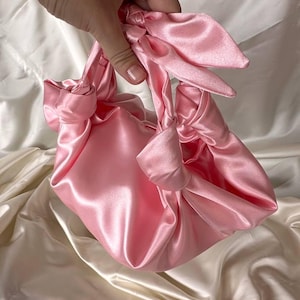 Sac femme design avec nœuds | Pochette de soirée | Sac à nœud Furoshiki | +35 couleurs | Sac de mariage | sac à main rose clair | sac de luxe fait main