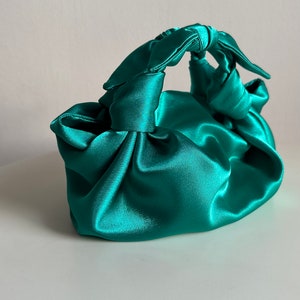 Emerald bow bag satin bag with knots perfect bag for wedding party evening bag small woman designer bag image 3