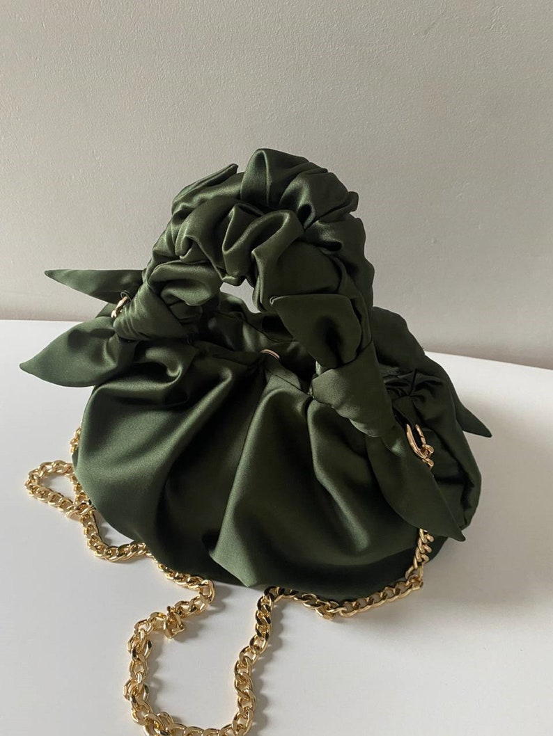 Satin Knot Bag Small Khaki Bag 25 Colors Gift for Her Etsy