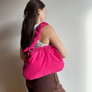 Velvet handmade woman clutch | stylish dumpling clutch | +16 colors | handmade gift for her |wedding bag | fuchsia evening clutch bag