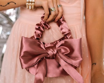 Bag with bow | satin handmade bag | trendy bag with bow | evening bag | wedding bag | handmade satin bag| +25 colors