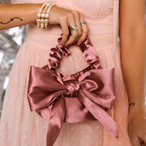 Bag with bow | satin handmade bag | trendy bag with bow | evening bag | wedding bag | handmade satin bag| +25 colors