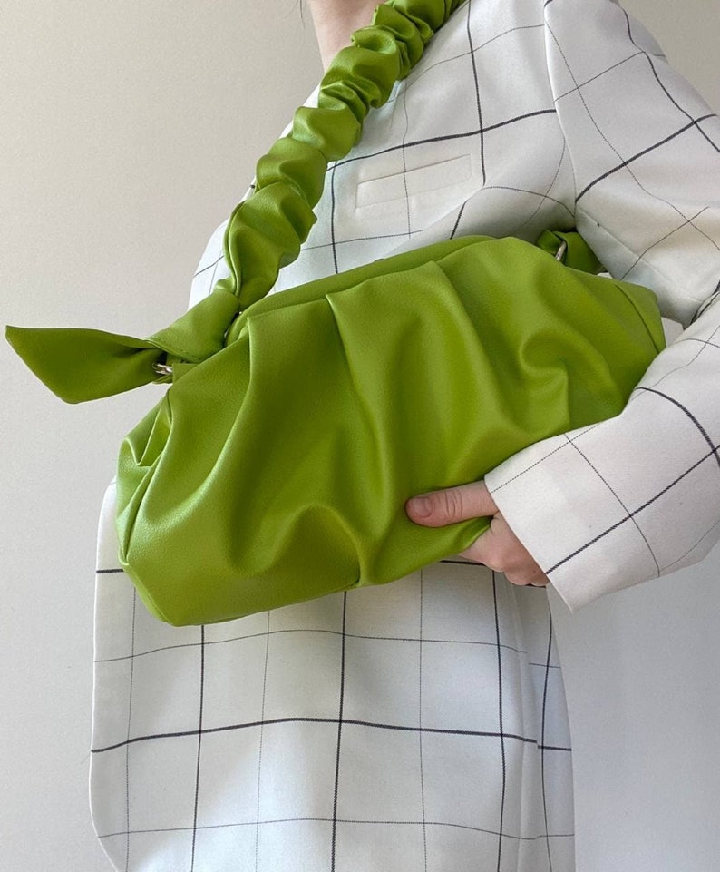 Lime cloud bag 30 colors woman handbag 3 sizes Handmade ecoleather bag Cloud bag Dumping clutch image 6