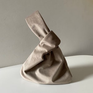 Japanese velvet knot bag wrist bag small bag for event furoshiki bag origami purses 25 colors wedding evening bag image 1