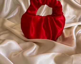 Bolso de noche pequeño Scrunchies rojo | +25 colores | 3 tamaños | bolso para boda | Pequeño bolso lindo de la mujer | bolso con estilo | bolso de dama de honor