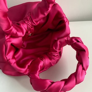 Pink satin bag Small bag for event bag with round handles Bag for wedding day Gift for her evening bag 25 colors image 6