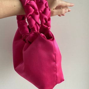 Pink satin bag Small bag for event bag with round handles Bag for wedding day Gift for her evening bag 25 colors image 4