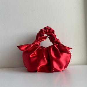 Kleine und große rote Satintasche | +25 Farben | Modische kleine Abendtasche | Rote Satin Damentasche | Hochzeitstasche| Eventtasche