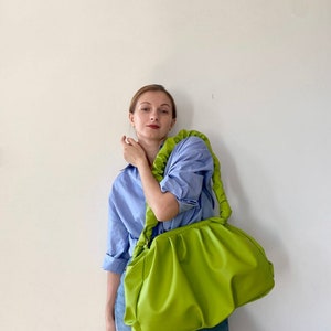 Lime cloud bag 30 colors woman handbag 3 sizes Handmade ecoleather bag Cloud bag Dumping clutch image 3
