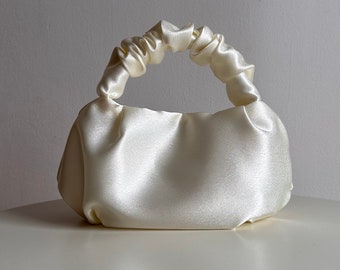 Scrunchie satin small evening bag |+25 colors |wedding purse bag| bridesmaid bag | handmade bag for event| silk satin bridal bag| luxury bag