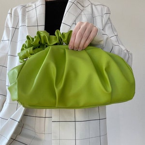 Lime cloud bag 30 colors woman handbag 3 sizes Handmade ecoleather bag Cloud bag Dumping clutch image 5