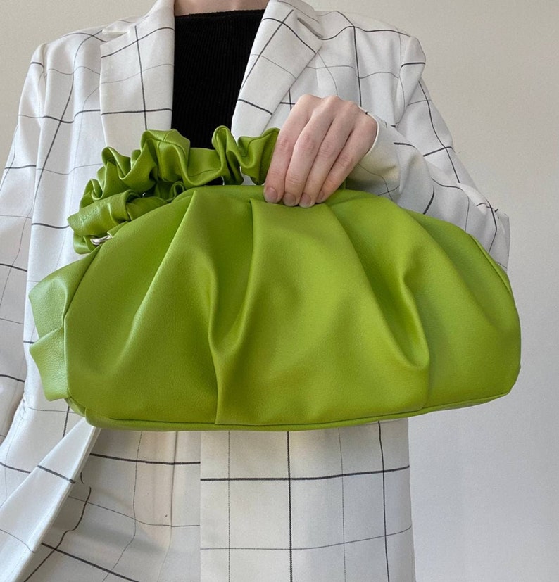 Lime cloud bag 30 colors woman handbag 3 sizes Handmade ecoleather bag Cloud bag Dumping clutch image 5