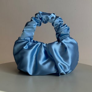 Scrunchies blue small evening bag 25 colors 3 sizes bag for wedding Small cute woman handbag stylish purse gift idea for woman image 2