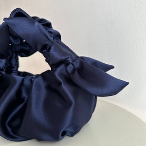 Satin Designer Bag with knots small and big deep blue bag navy bag for any occasion Furoshiki bag woman evening bag 25 colors image 3