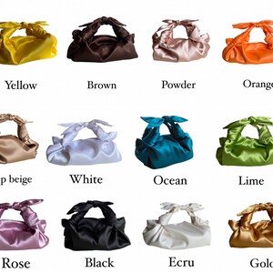 Small satin bag with knots Stylish satin purse Furoshiki knot bag Origami bag 35 colors Wedding Purse powder bag for event image 8
