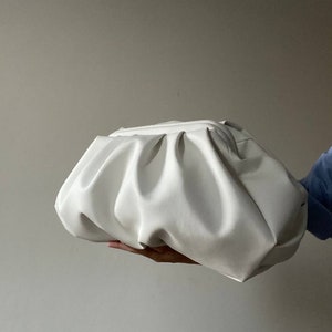 nicola Leather Cloud Bag - White
