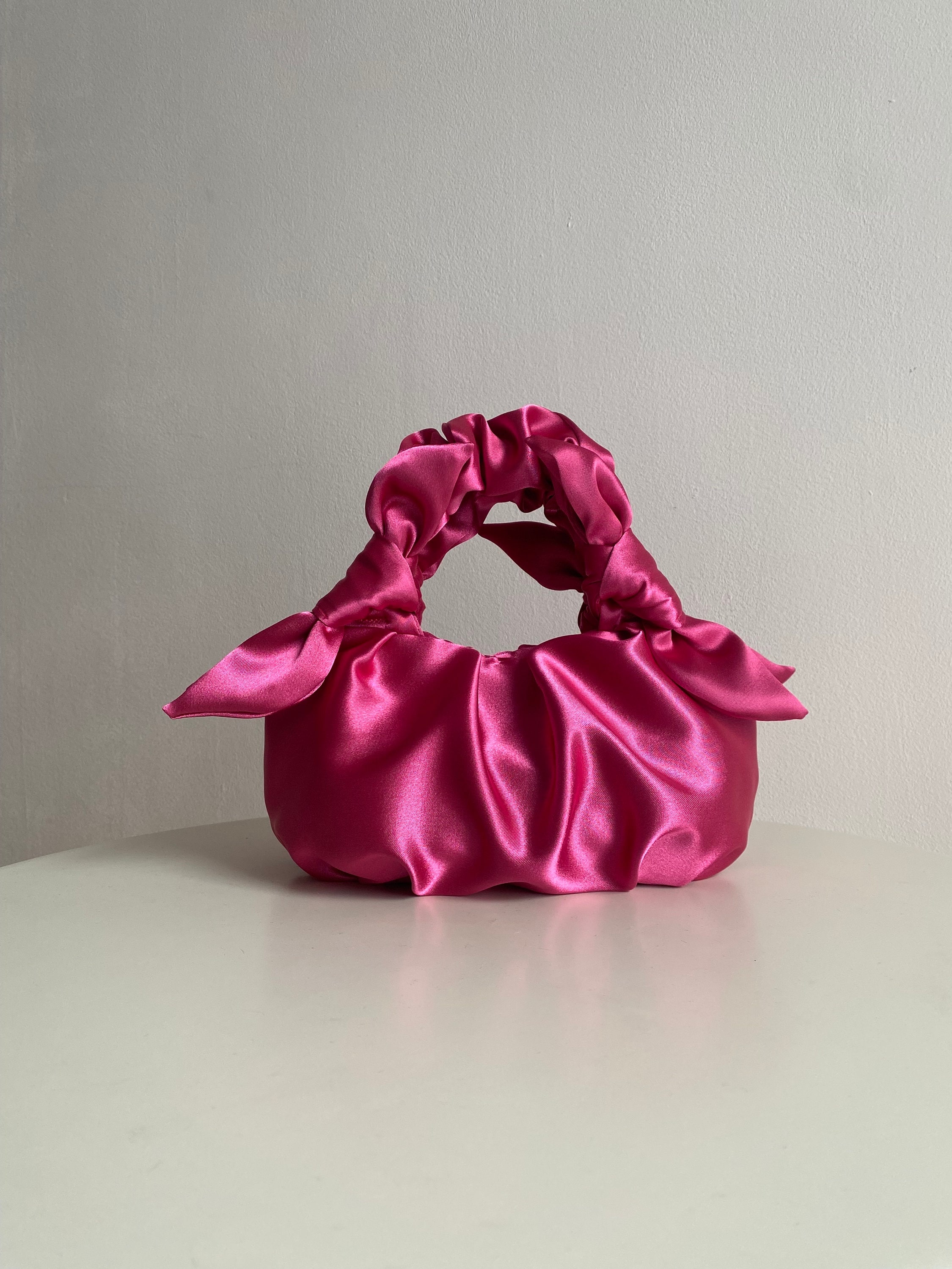 Pink satin handbag sale