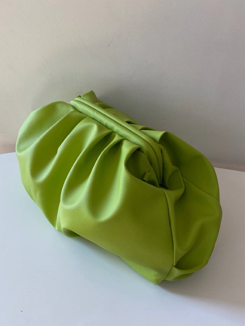 Lime cloud bag 30 colors woman handbag 3 sizes Handmade ecoleather bag Cloud bag Dumping clutch image 4