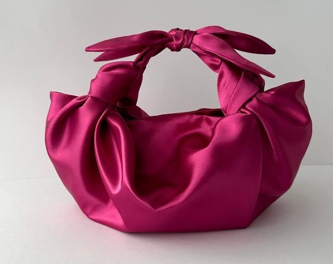 Small satin bag for event | evening clutch bag | +33 colors | statement bag | fuchsia woman handbag | wedding guest bag | satin woman bag