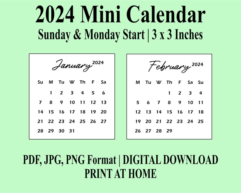 Printable PDF Mini Calendar 2024 - Il 794xN.5315470994 8crw 