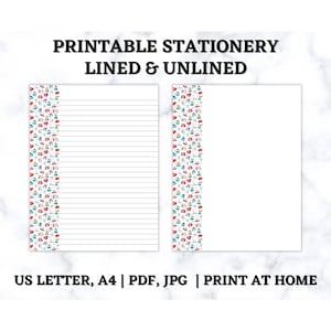 Printable Medical Stationery, Doctor Nurse Journaling Pages Lined & Unlined Paper, Healthcare Worker Writing Paper, Digital Paper