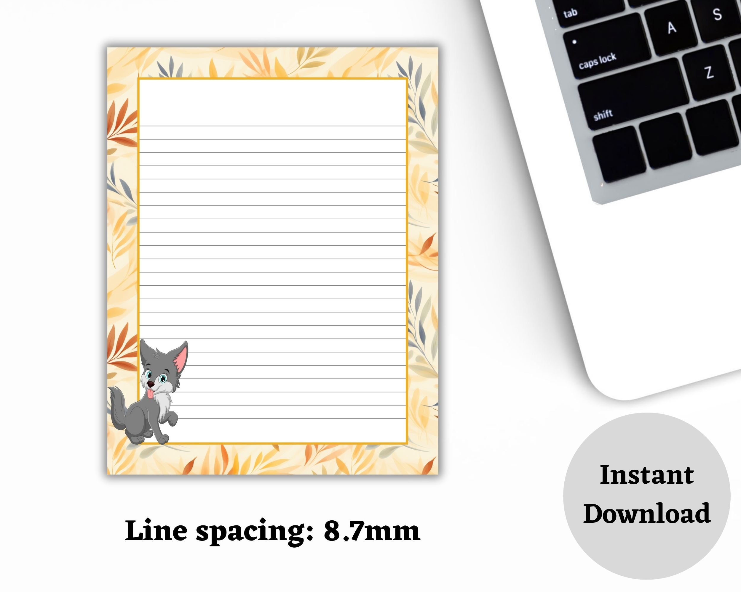Printable Cartoon Wolf Stationery, Animal Stationery, Wolf Writing ...