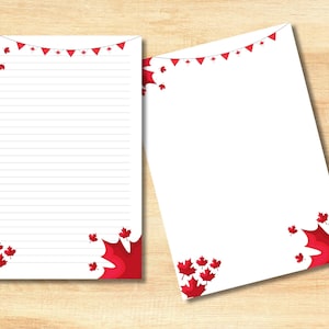 Cancelleria stampabile con bandiera canadese, carta da lettere foderata e sfoderata, carta da lettere per il Canada Day, set di cancelleria, carta Mabel Leave