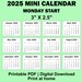 2024 2025 Mini Calendar Printable PDF, 3x2.5 Inches, Monday and Sunday ...
