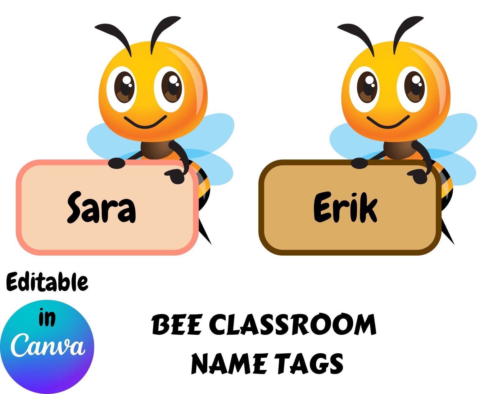 Editable Bee Classroom Name Tags, Classroom Label, Classroom Tags