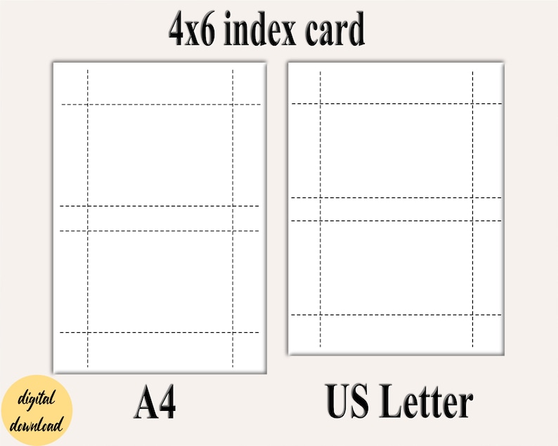Printable 4x6 Index Cards, Editable Index Card, Blank Flashcards