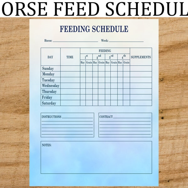 Horse Barn Feeding Chart - Etsy